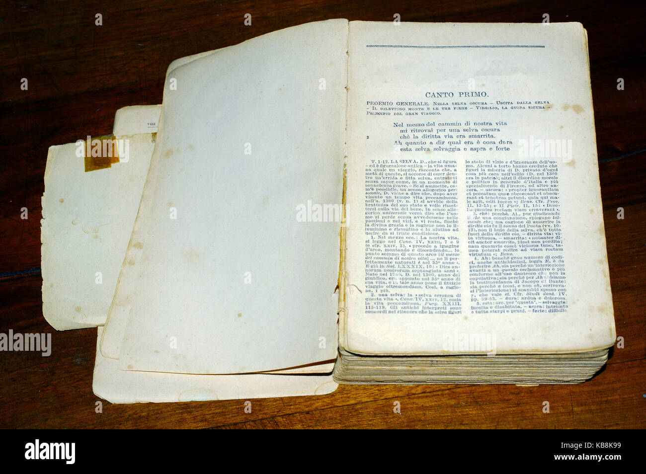 Old book 'La Divina Commedia' Stock Photo