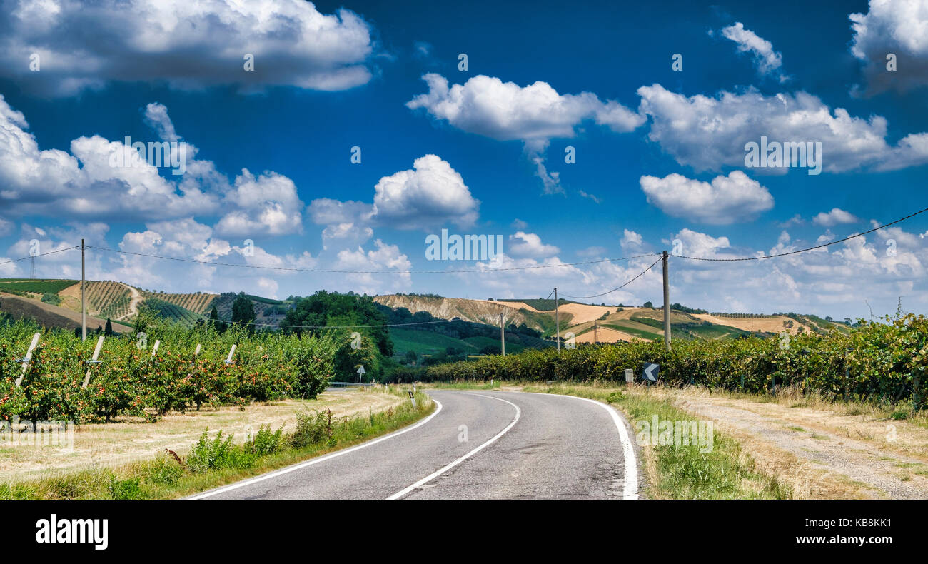 Rural landscape at summer between Modigliana and Faenza (Forli Cesena, Romagna, Italy) Stock Photo
