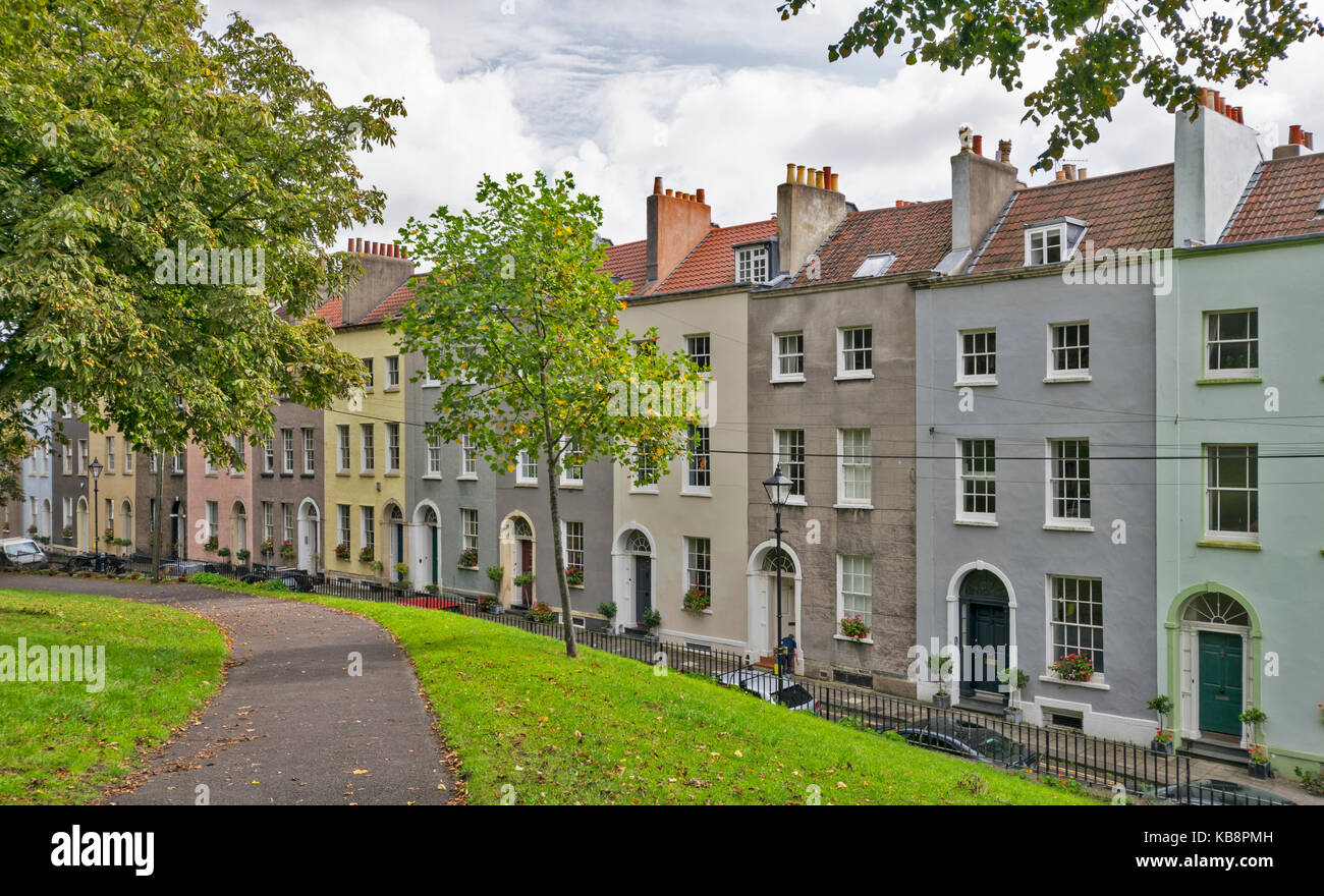 BRISTOL ENGLAND CITY CENTER HOUSES AT THE FOOT OF BRANDON HILL Stock