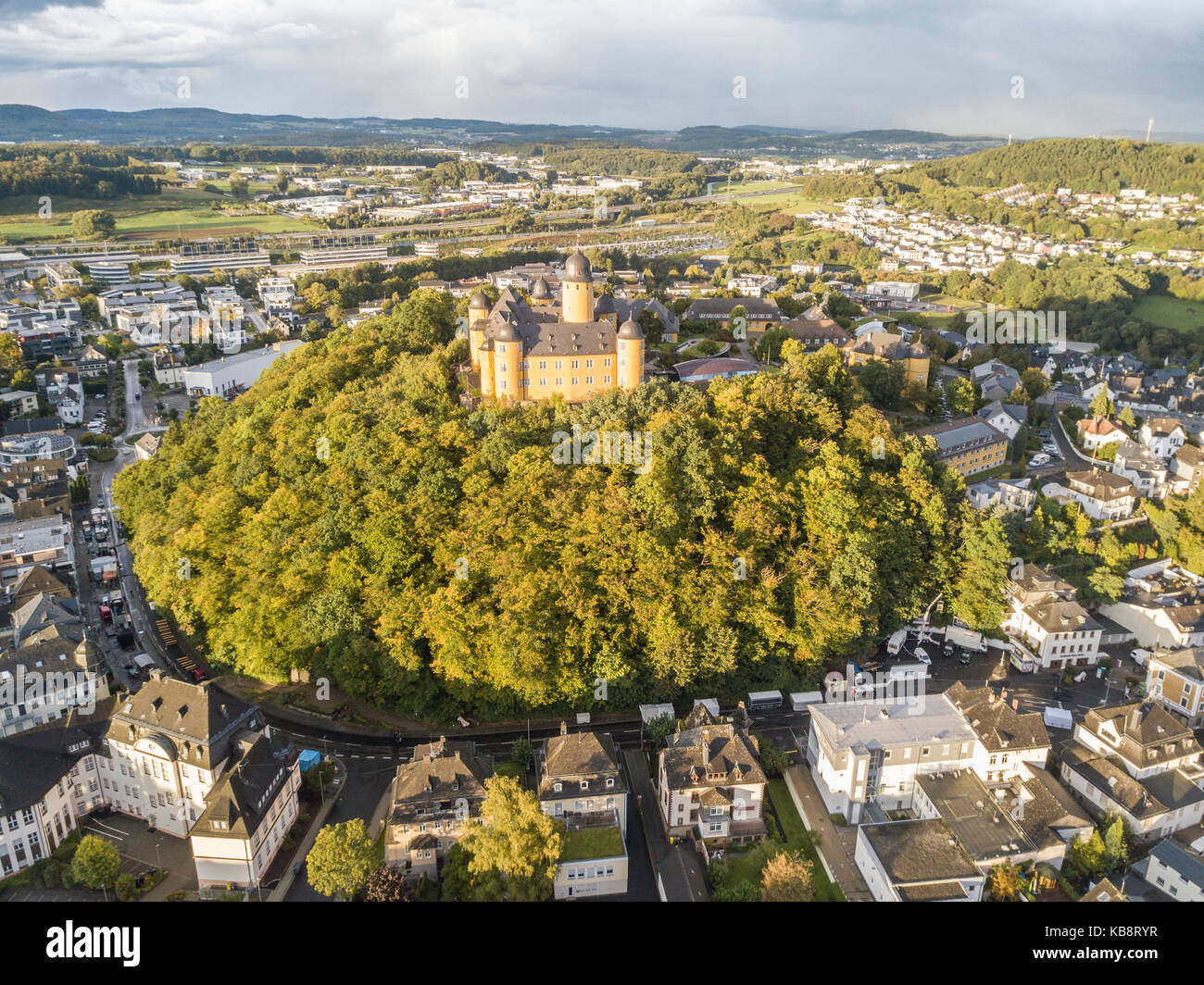 Aerial view of the city of Montabaur. Rhineland-Palatinate, Germany Stock Photo