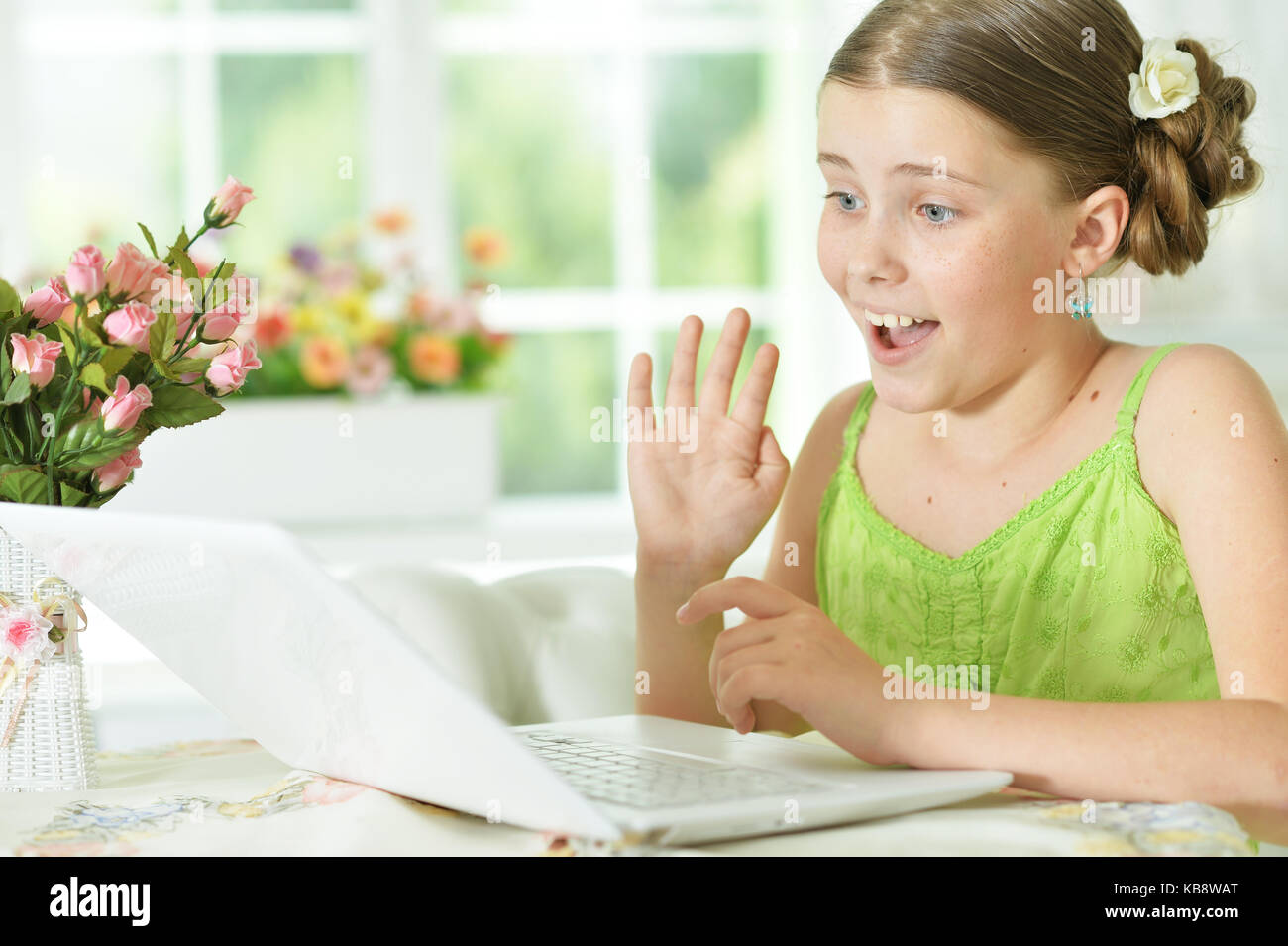 girl using modern laptop Stock Photo - Alamy