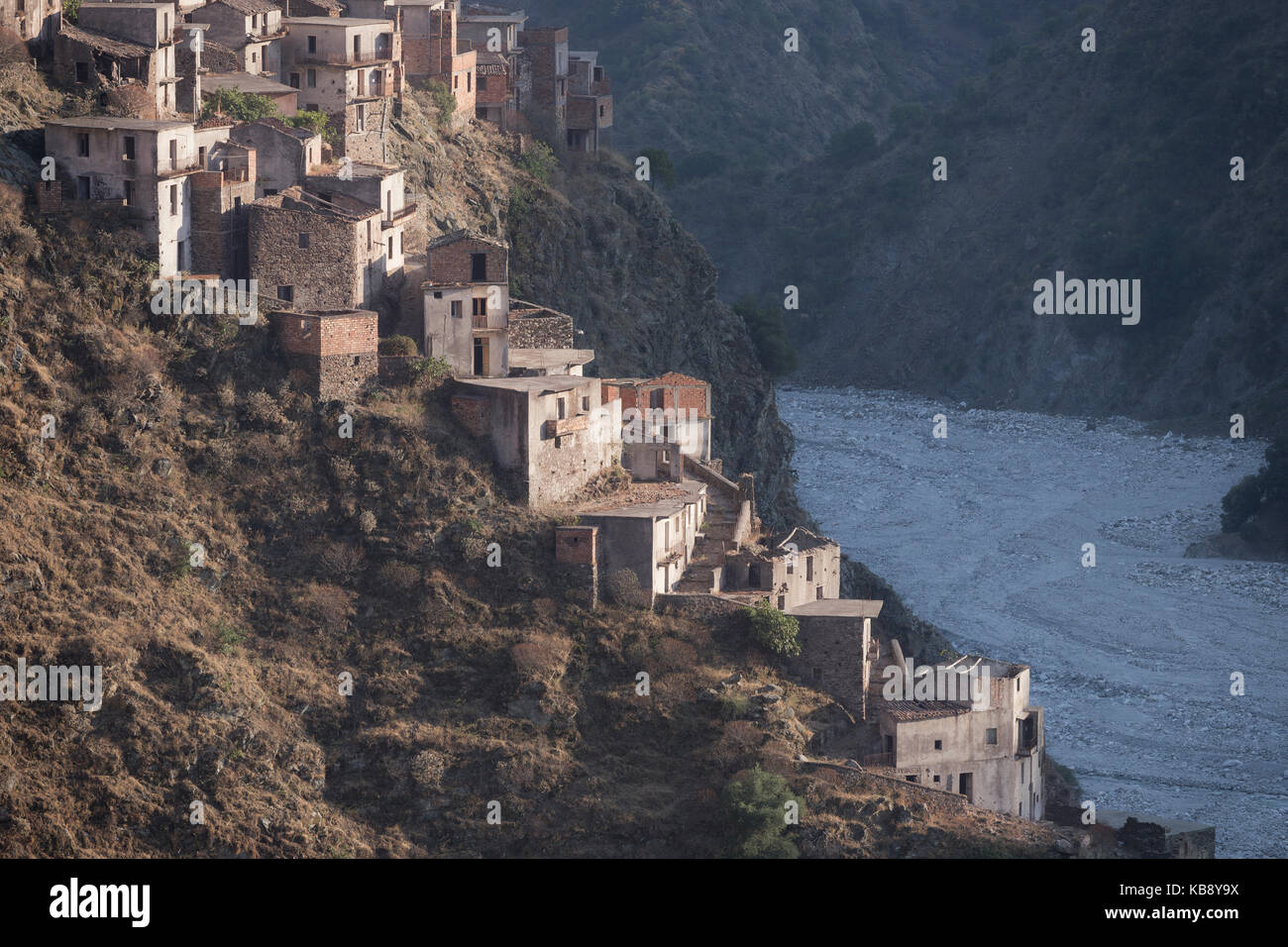 The Abandoned Village Of Roghudi Vecchio And The Dry Riverbed Of.