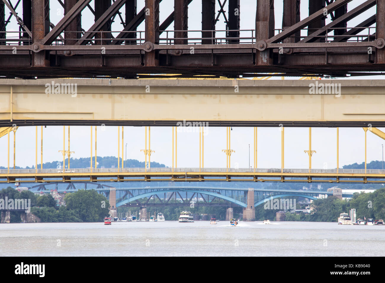 Bridges on the Allegheny River in Pittsburgh, PA, USA Stock Photo