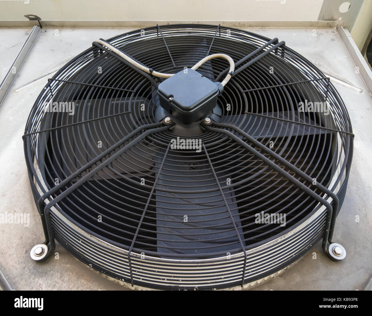 Closeup of the fan ventilators in the industrial compressor unit on the