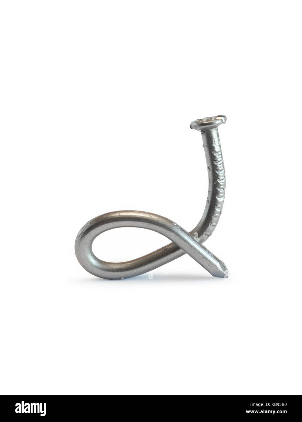 Steel crooked nail isolated on white background with clipping path