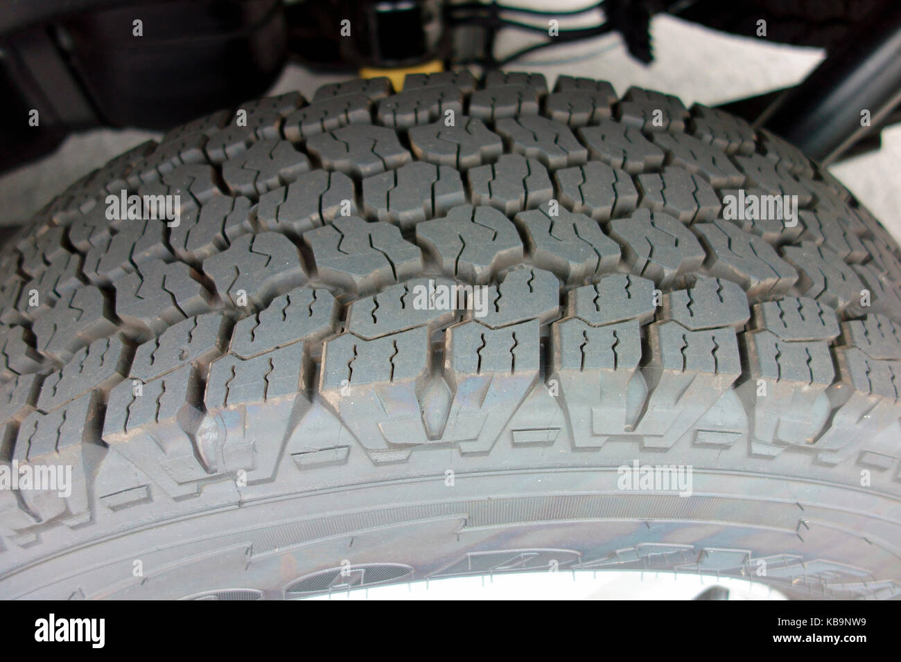 The tread on a Goodyear Wrangler truck or suv tire Stock Photo