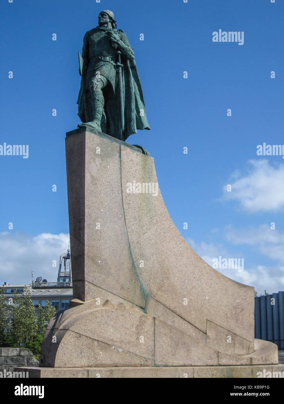 Leif Erikson statue in Reykjavik, Iceland. Ericsson was a Norse ...
