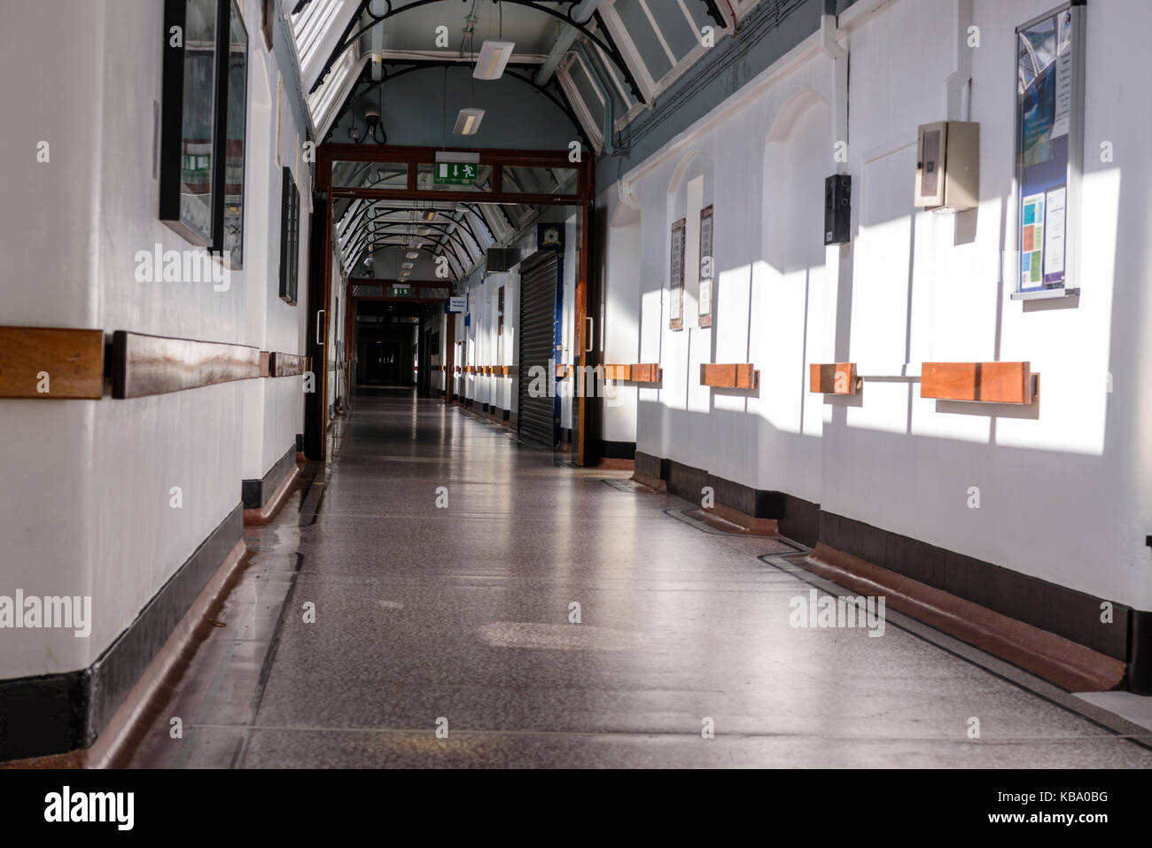 Victorian corridor at the Royal Victoria Hospital, Belfast Stock Photo
