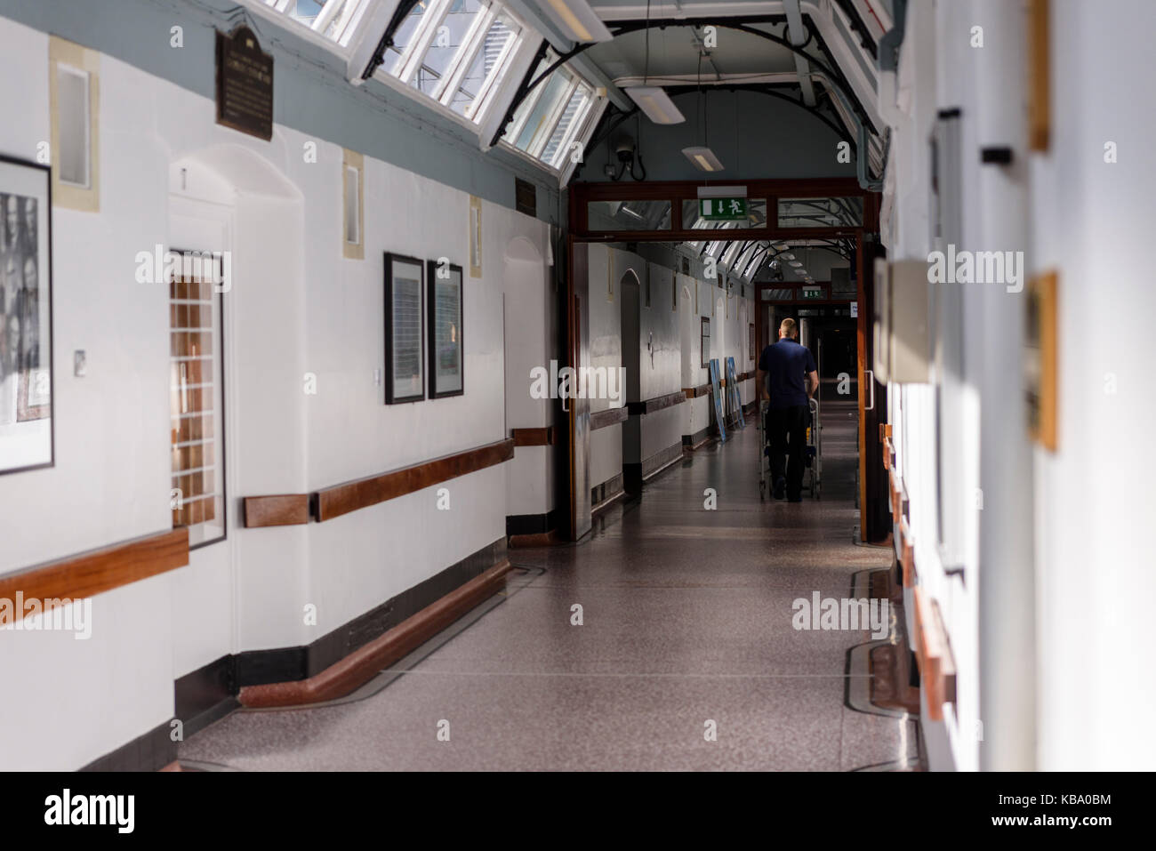 Victorian corridor at the Royal Victoria Hospital, Belfast Stock Photo