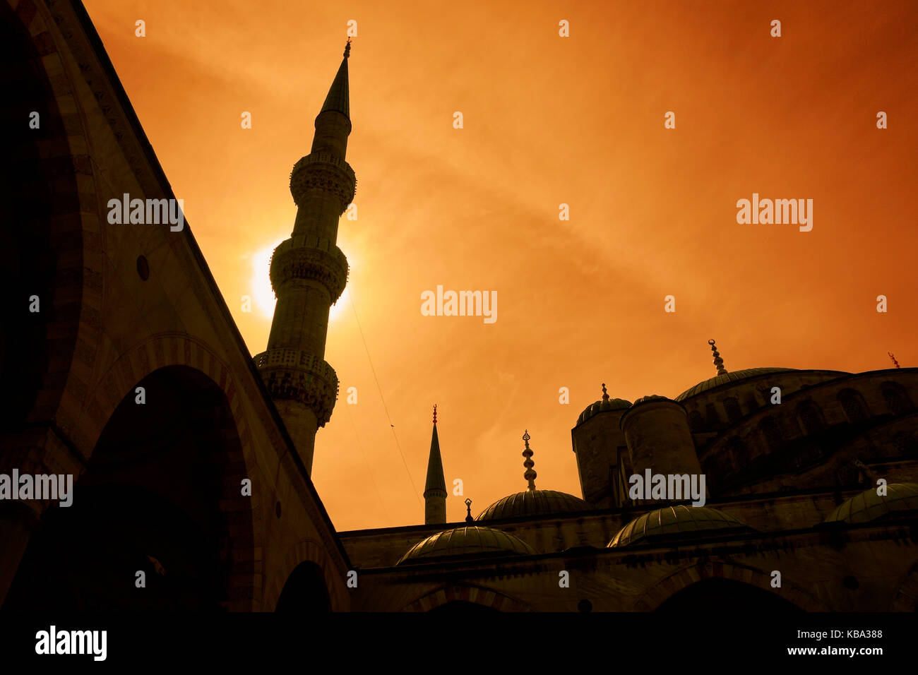 Sunset over the Sultan Ahmed Mosque (Blue Mosque). Istanbul. Turkey ...