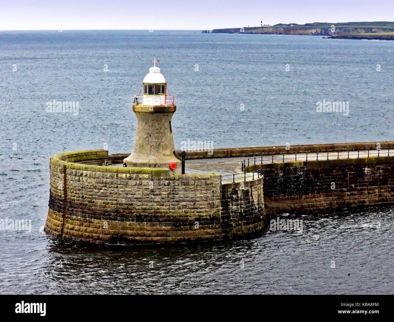 South Shields Port of Tyne south pier lighthouse Stock Photo