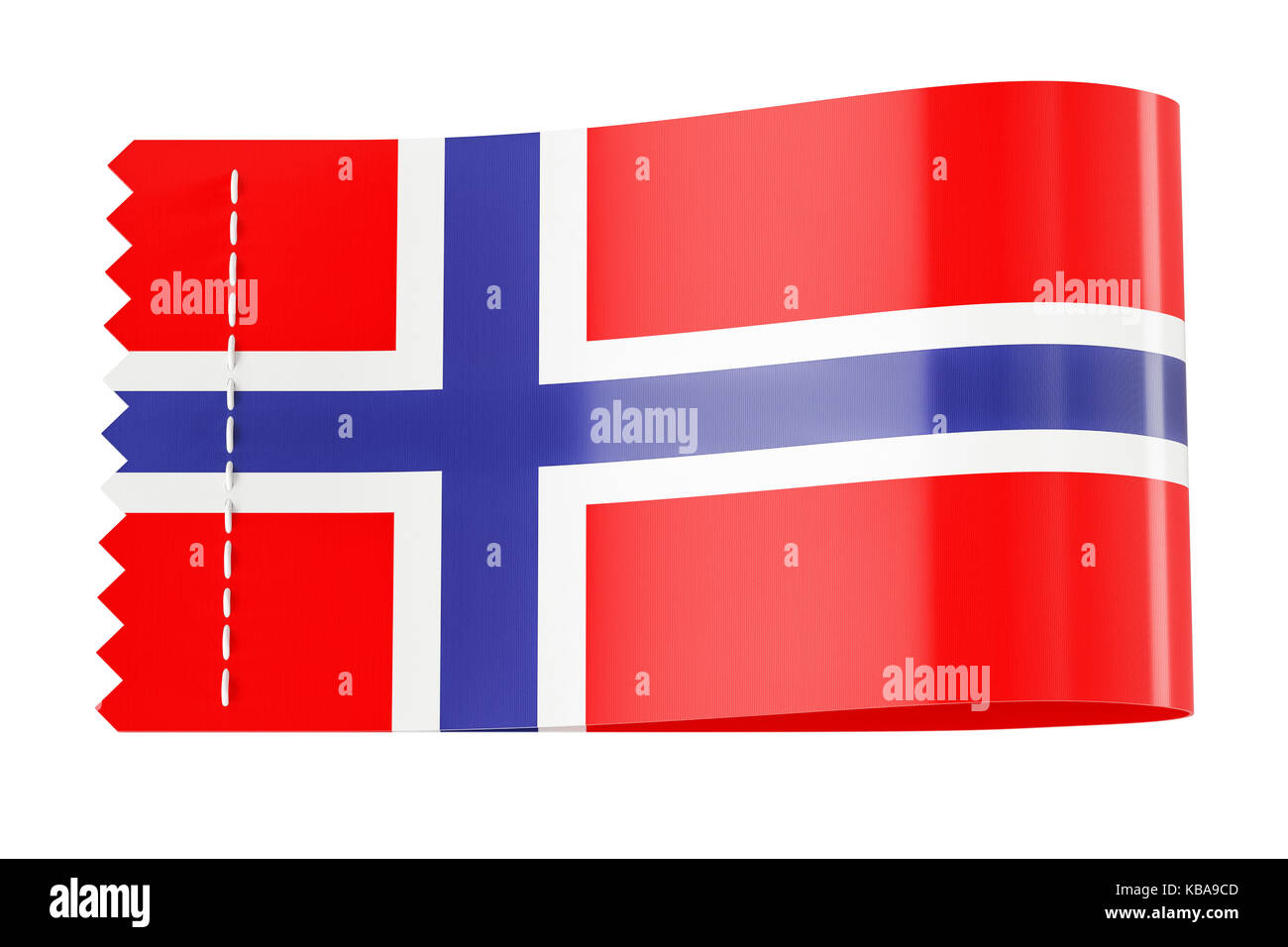 Clothing tag, label with flag of Norway. 3D rendering isolated on white background Stock Photo