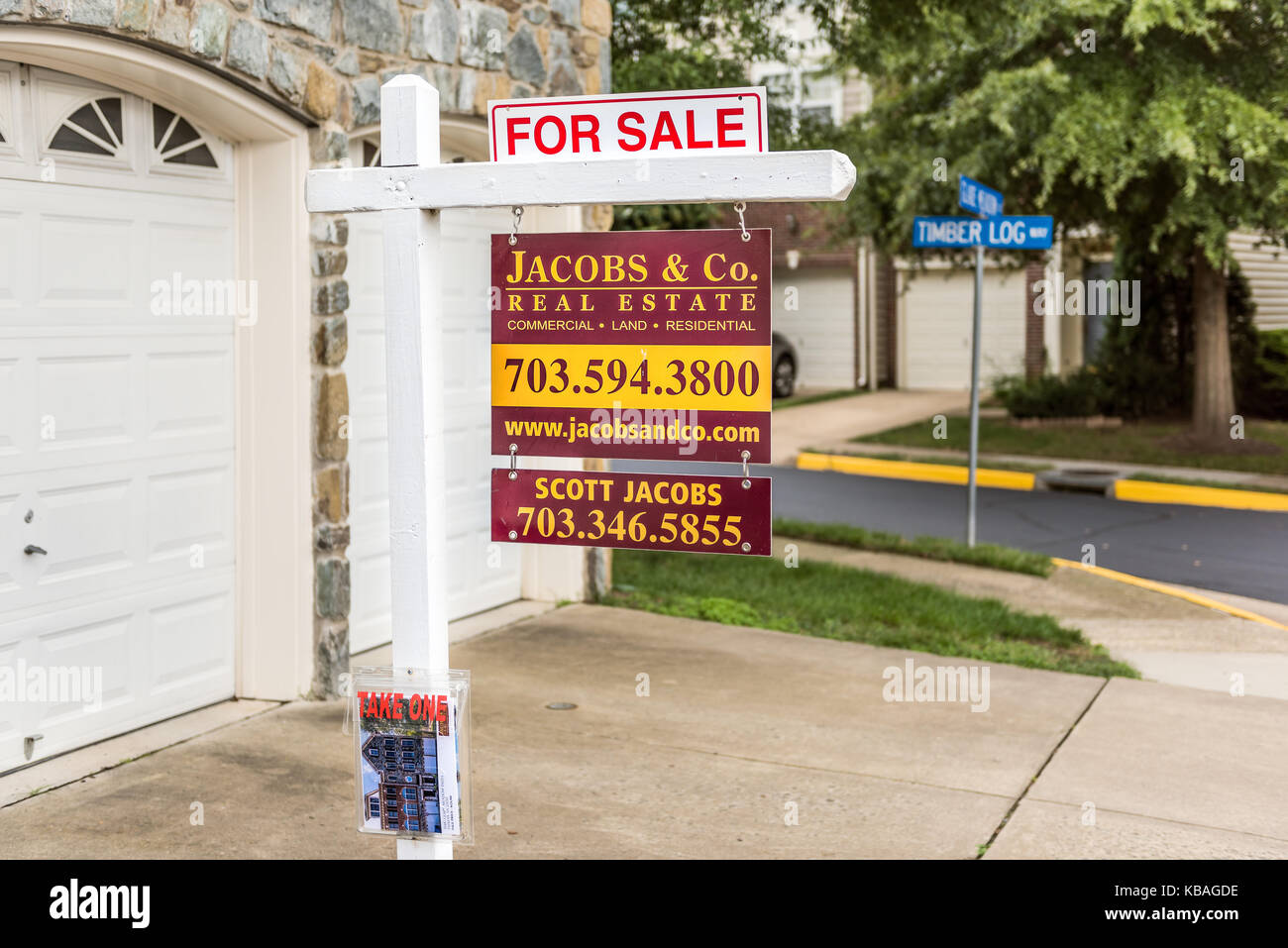 Fairfax, USA September 8, 2017 For Sale real estate sign in city in