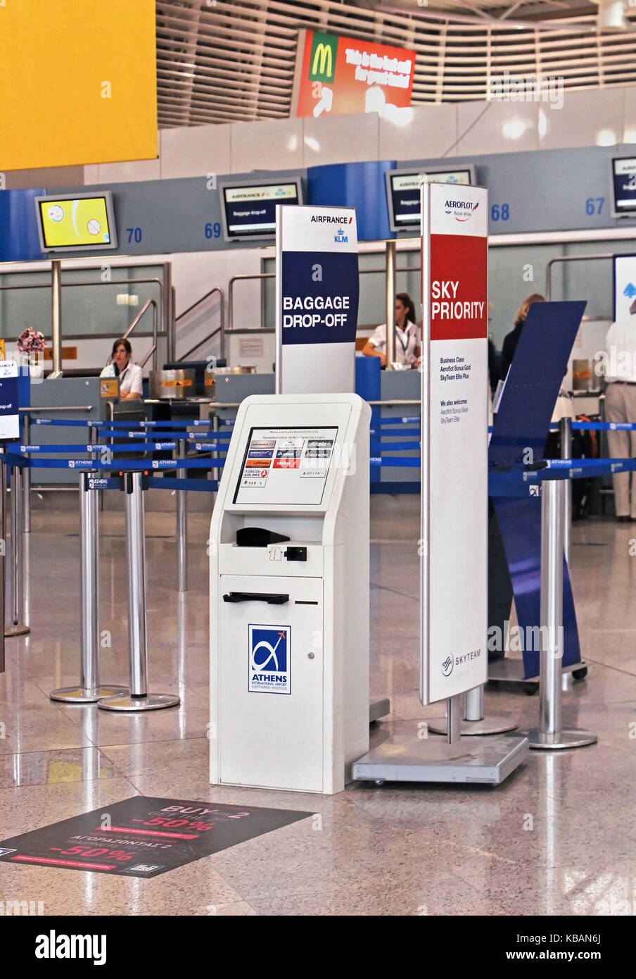 ATHENS, GREECE May 05 Baggage drop off and check in at Athens