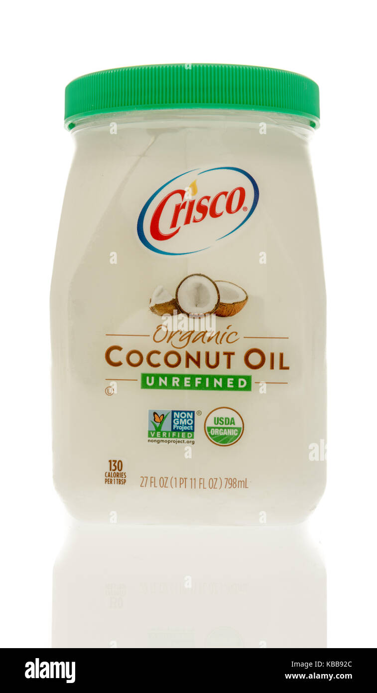 Winneconne, WI 28 September 2017 A jar of Crisco coconut oil on an