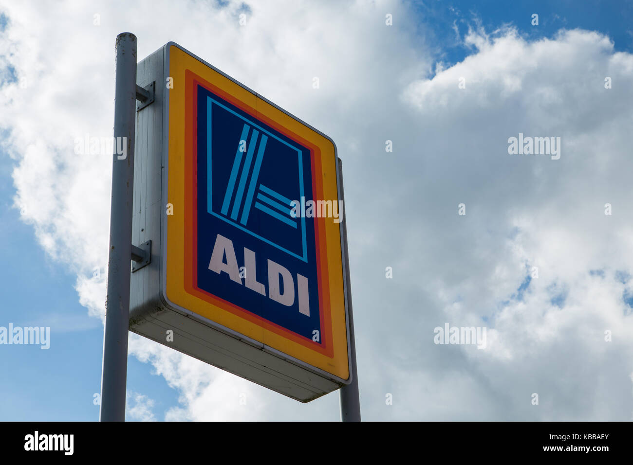 Aldi Supermarket In Leigh, England, UK Stock Photo