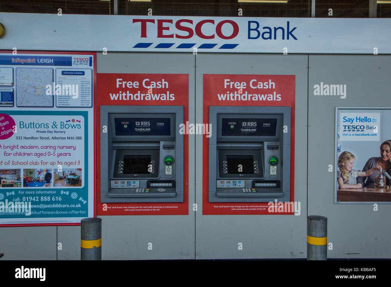 Tesco Cash withdrawal machines In Leigh, England, UK Stock Photo