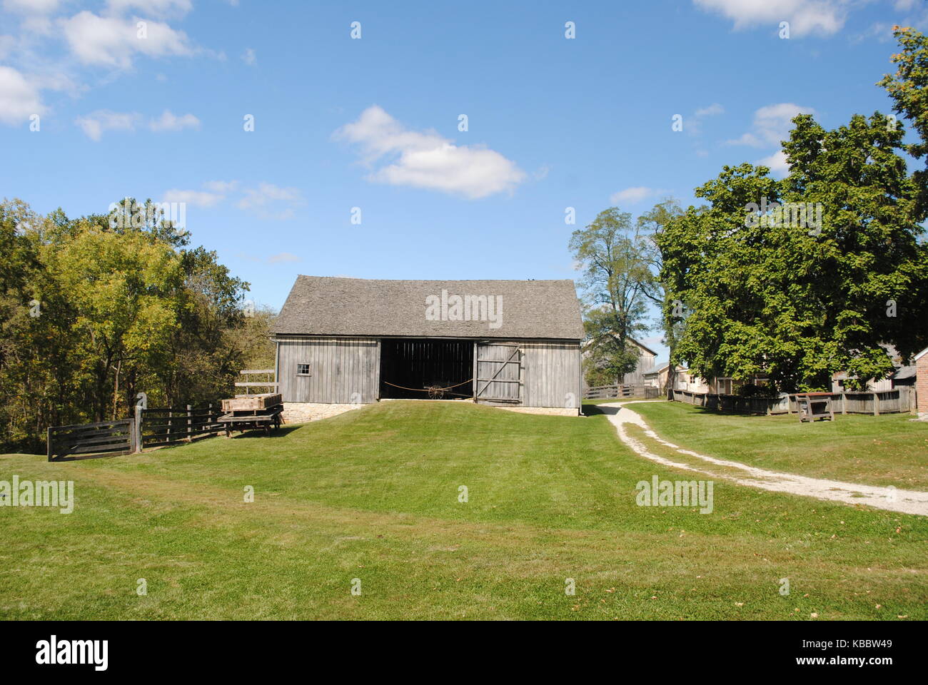 Horse barn with open door Stock Photo