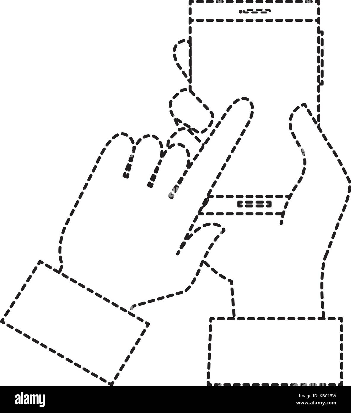 hand human with smartphone device isolated icon Stock Vector Image ...