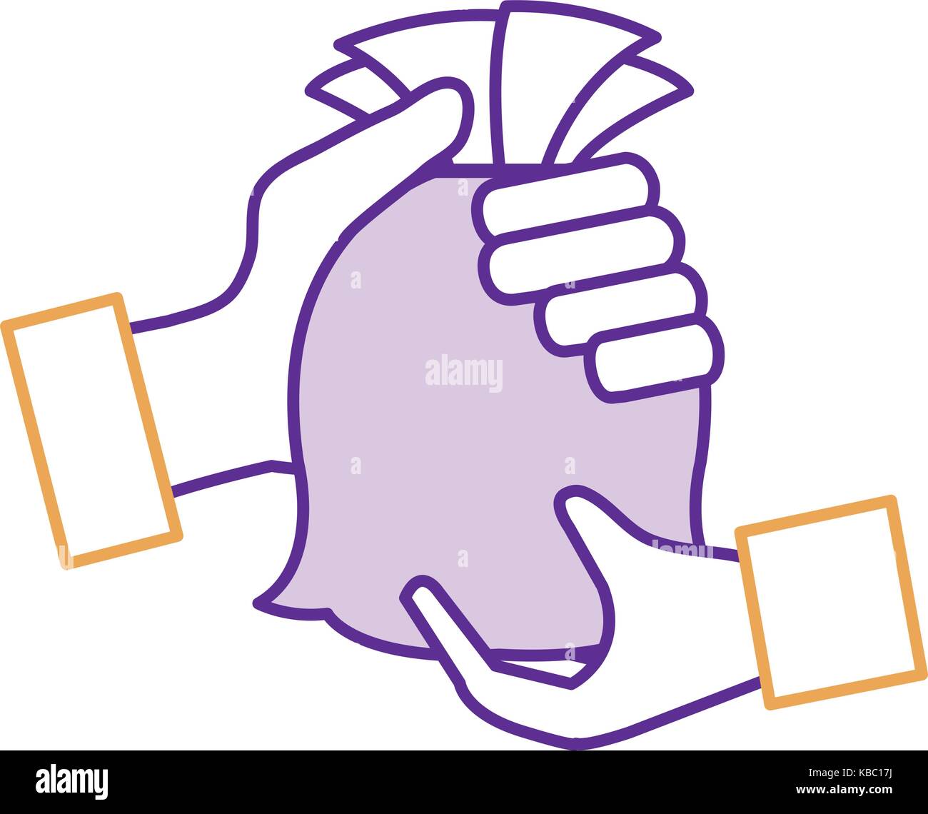 hand human with money bag isolated icon Stock Vector Image & Art - Alamy