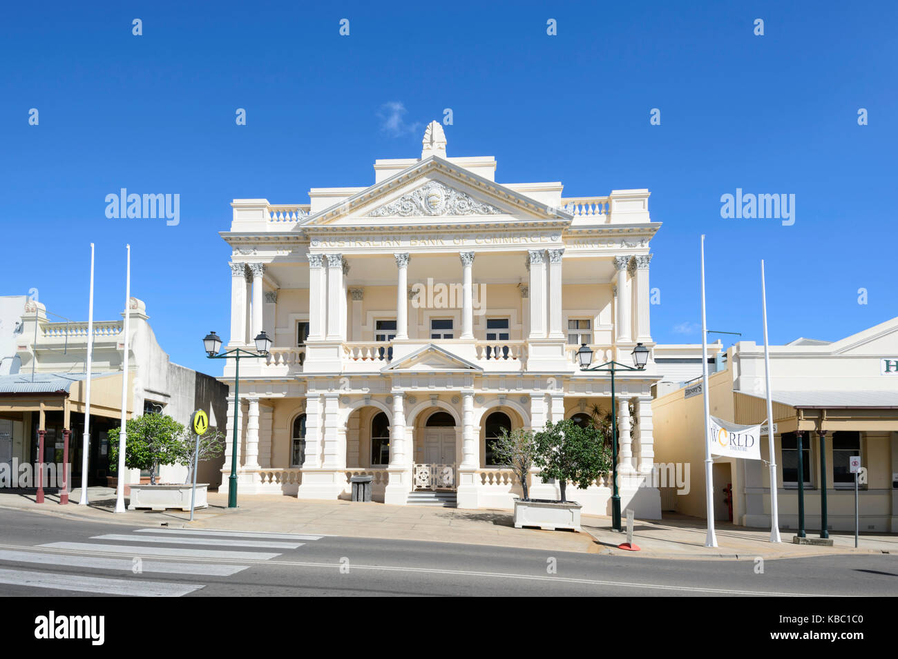 Australian Bank of Commerce is a Heritage-listed former bank at 86 Mosman Street, Charters Towers, North Queensland, QLD, Australia Stock Photo