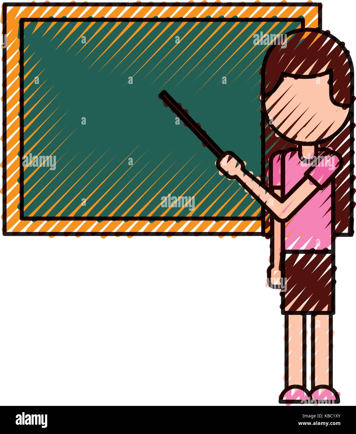 Cartoon Teacher With Pointer Standing In Front Of Blackboard Stock Vector Image And Art Alamy 9797