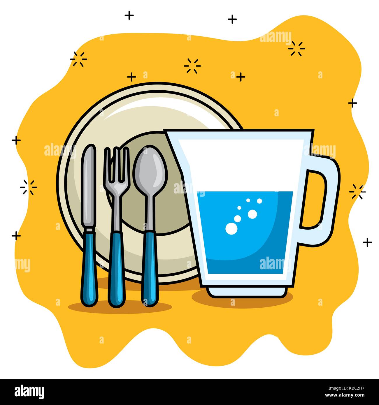 Plate And Cutlery Cartoon Stock Vector Image Art Alamy