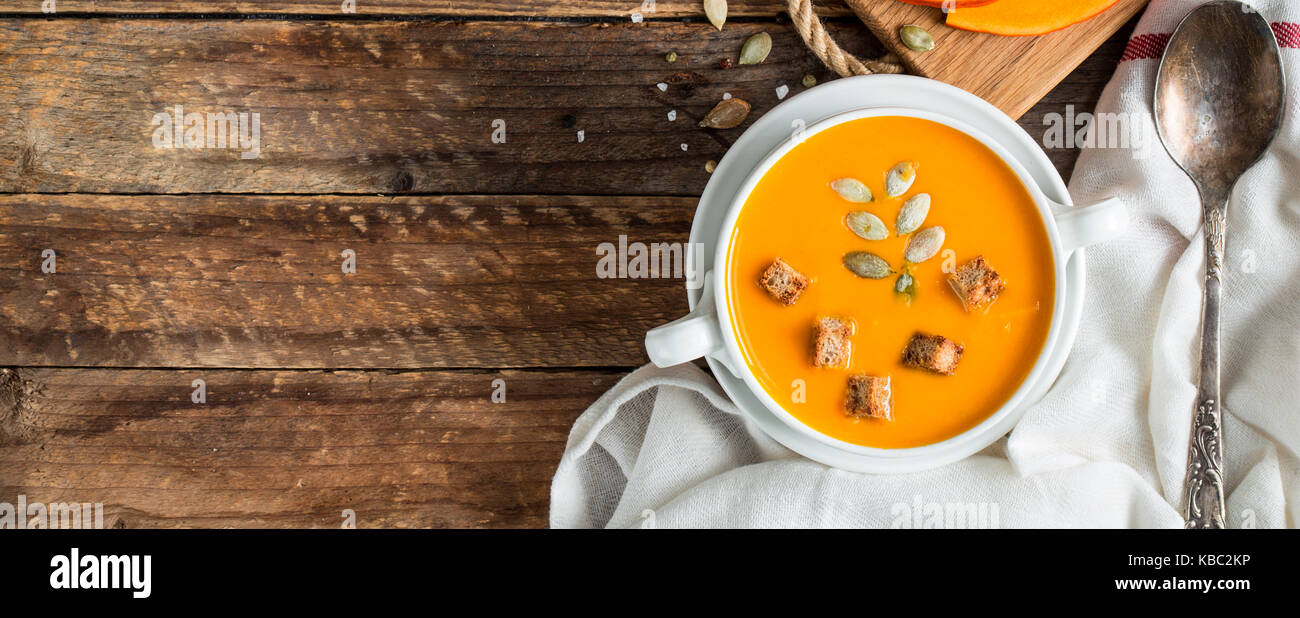 Pumpkin soup puree Stock Photo