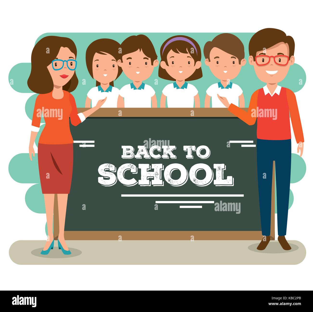 Back to school teachers with their students stock vector image art