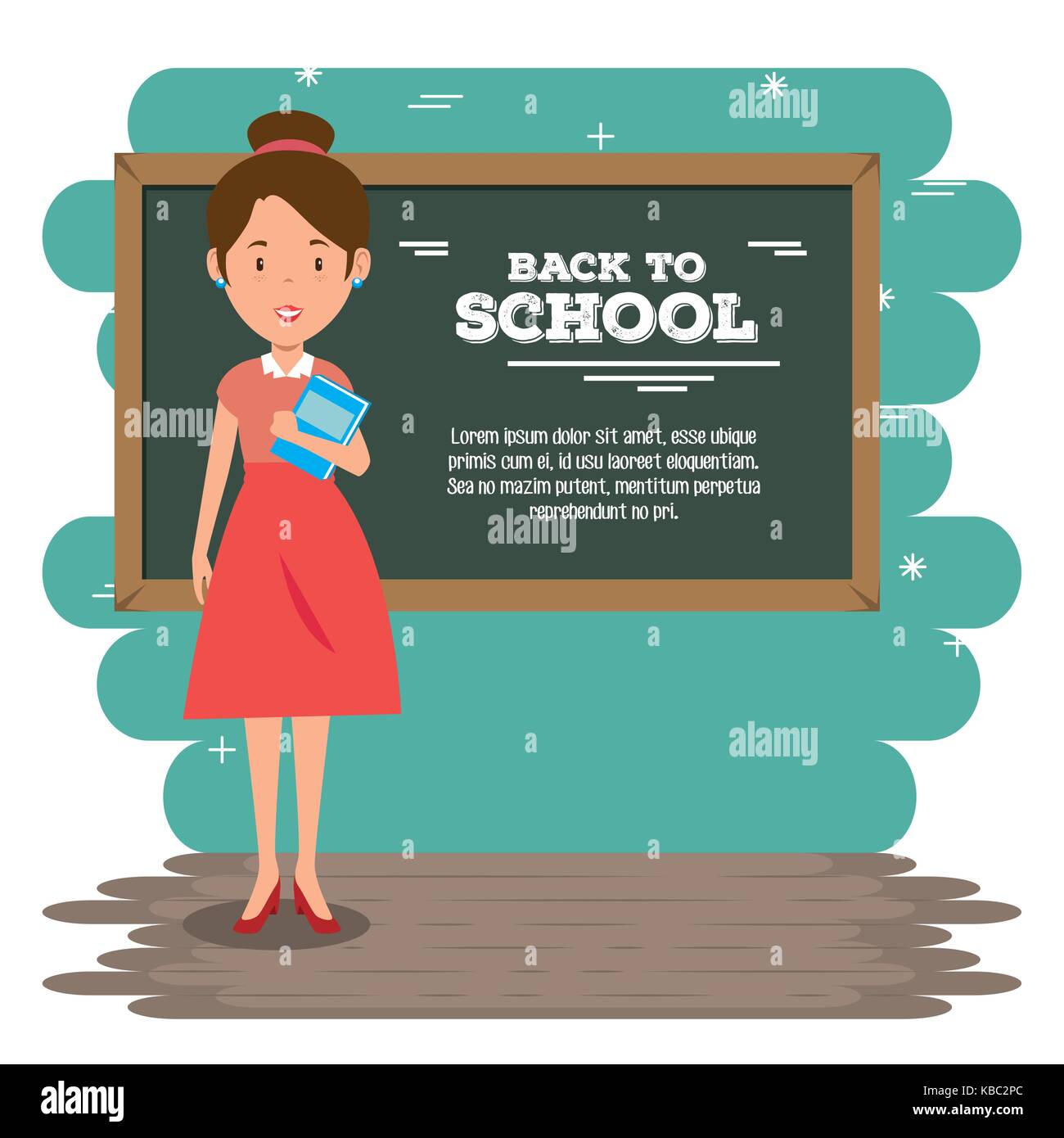 back to school teacher teaching to her students Stock Vector Image ...