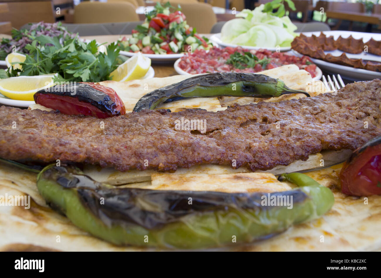 kebab plate, kebab menu Stock Photo Alamy