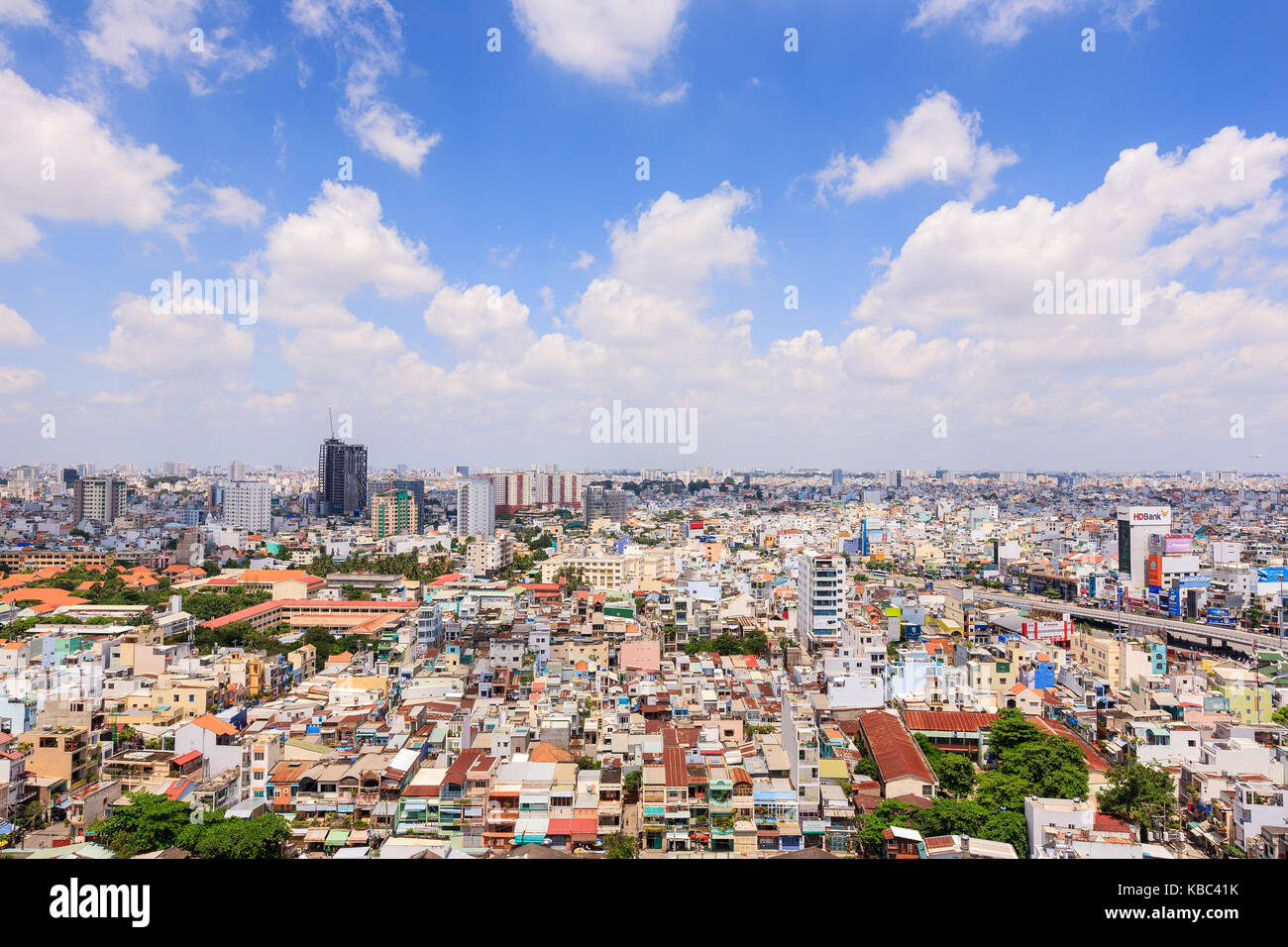 Panoramic view of Ho Chi Minh city (or Saigon), Vietnam. Ho Chi Minh city is the largest city and economic center in Vietnam Stock Photo