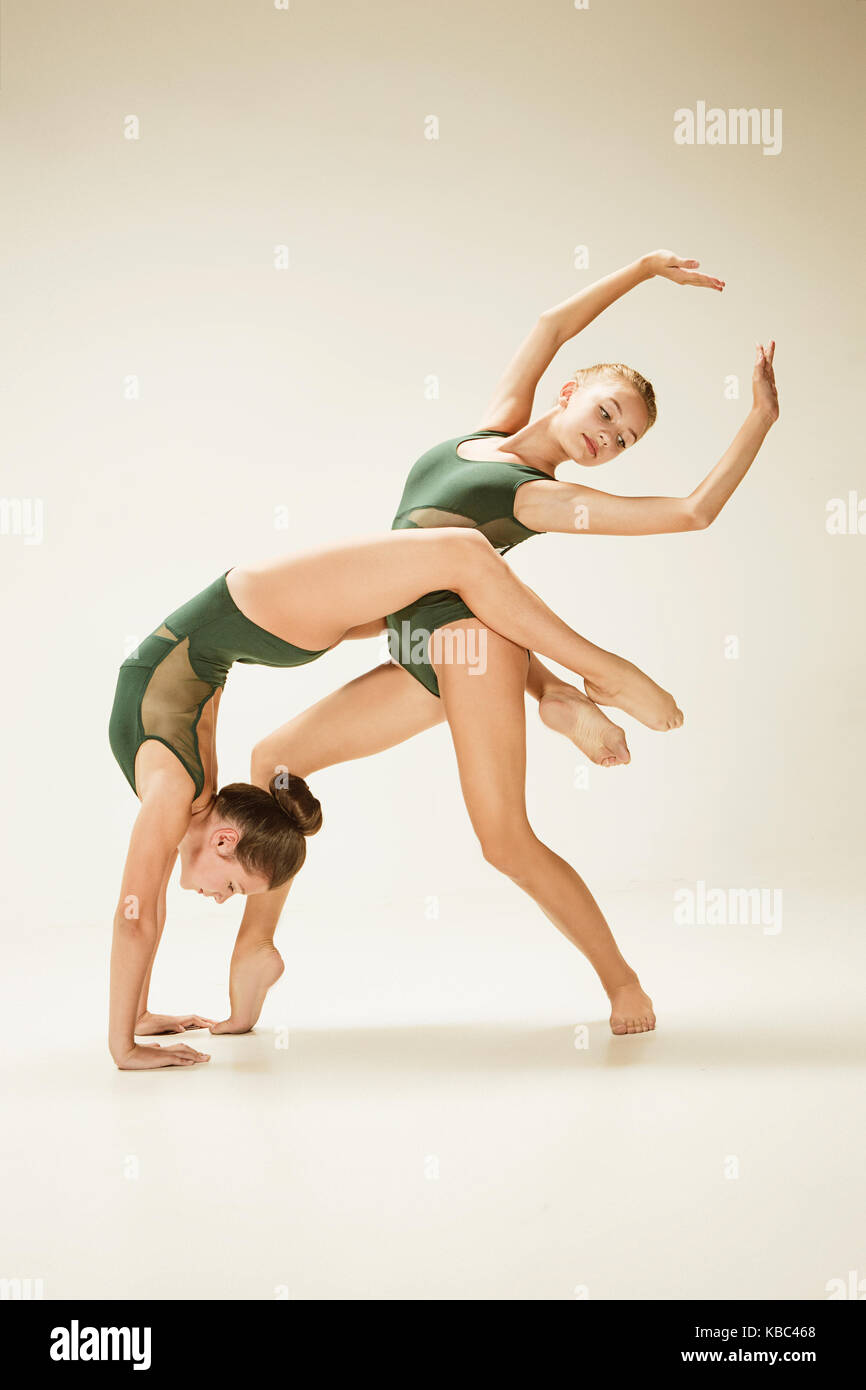 Two person, dancers, woman and man in dynamic action figure pose Stock  Photo | Adobe Stock