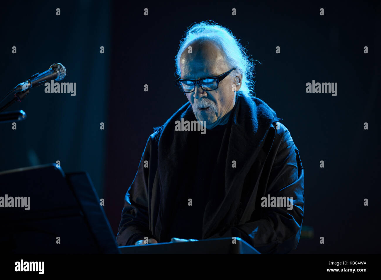 The American musician, screenwriter and film director John Carpenter performs a live concert at the Spanish music festival Primavera Sound 2016 in Barcelona. John Carpenter is commonly known for his horror and science fiction films from the 1970s and 1980s. Spain, 02/06 2016. Stock Photo