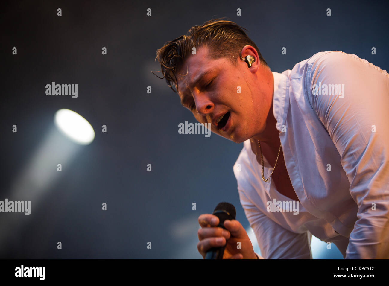 The English singer, songwriter and musician John Newman performs a live ...