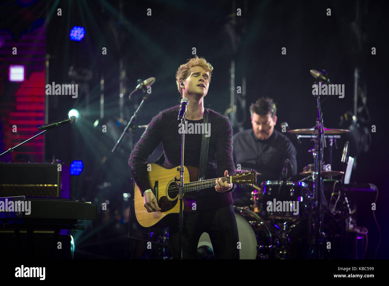 The Irish indie pop band Kodaline performs a live concert at the European  Border Breakers Awards