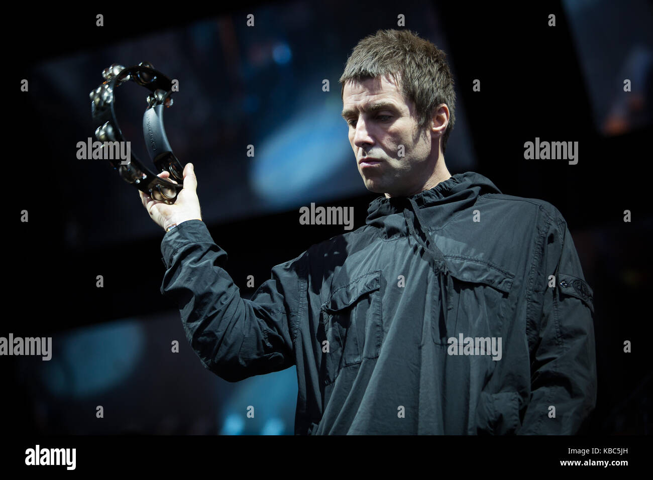 The English singer, songwriter and musician Liam Gallagher performs a live concert during the Norwegian music festival Bergenfest 2017 in Bergen. Liam Gallagher is known as the lead vocalist of the English rock band Oasis. Norway, 14/06 2017. Stock Photo