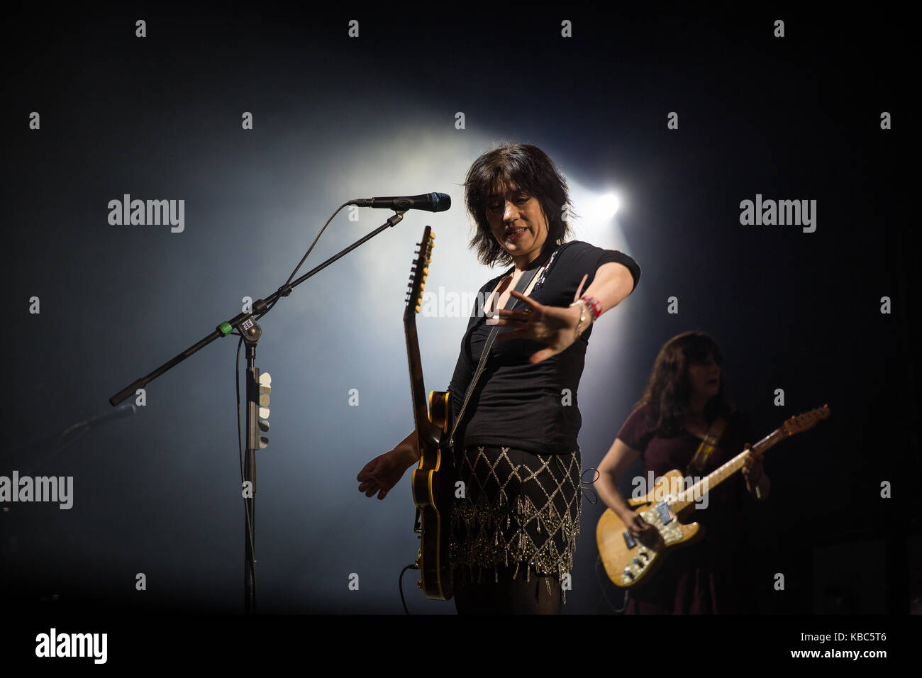 The English rock band Lush performs a live concert at the Norwegian music festival Øyafestivalen 2016 in Oslo. Here singer and musician Miki Berenyi is seen live on stage. Norway, 12/08 2016. Stock Photo