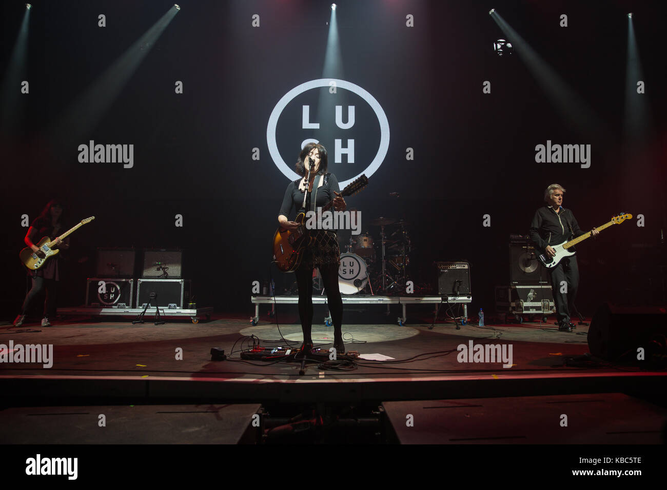 The English rock band Lush performs a live concert at the Norwegian music festival Øyafestivalen 2016 in Oslo. Here singer and musician Miki Berenyi is seen live on stage. Norway, 12/08 2016. Stock Photo