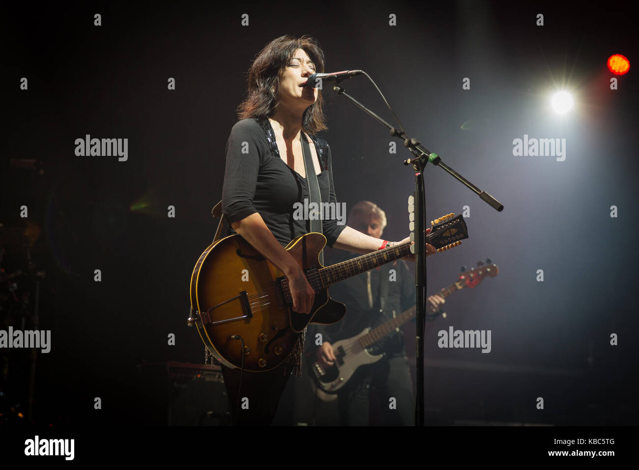 The English rock band Lush performs a live concert at the Norwegian music festival Øyafestivalen 2016 in Oslo. Here singer and musician Miki Berenyi is seen live on stage. Norway, 12/08 2016. Stock Photo