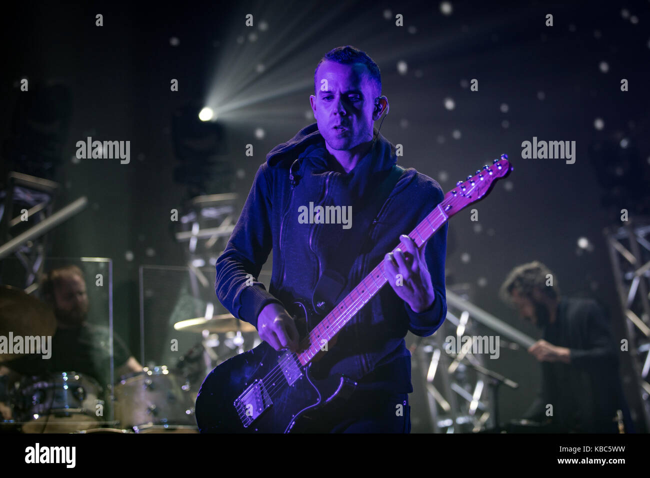 The French electronic music band M83 performs a live concert at the