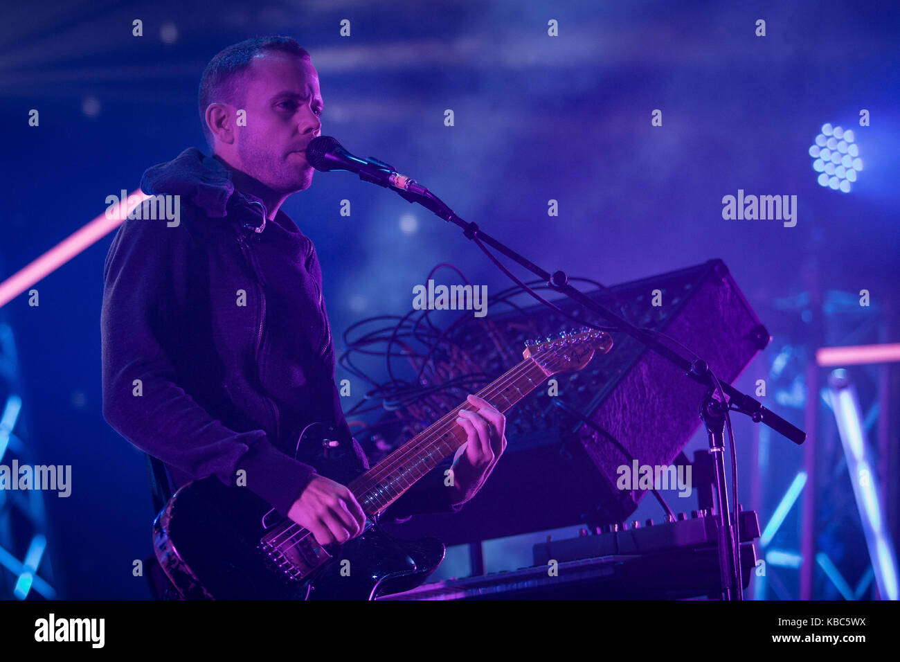 The French electronic music band M83 performs a live concert at the