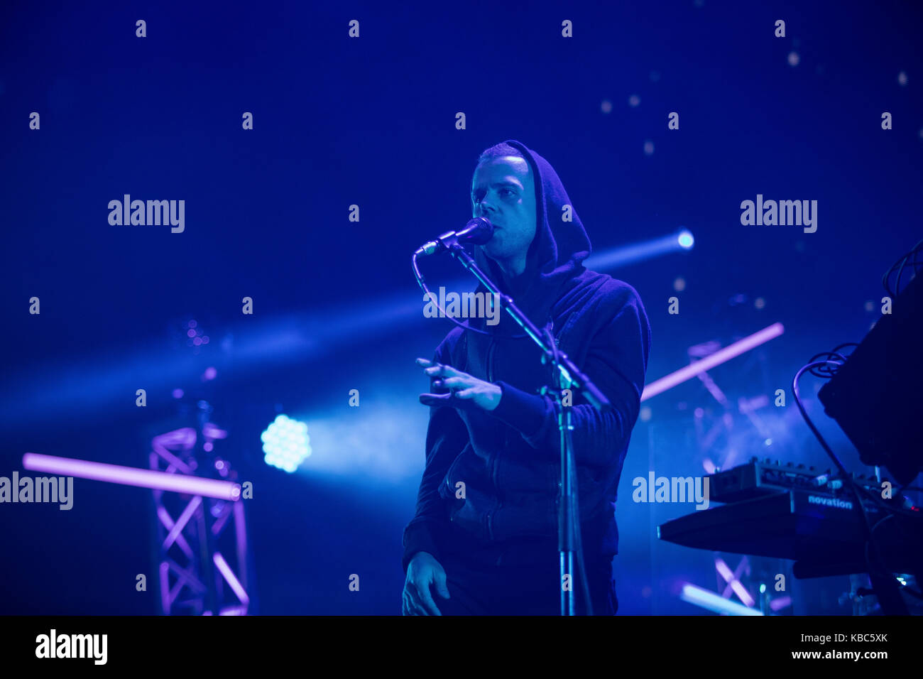 The French electronic music band M83 performs a live concert at the