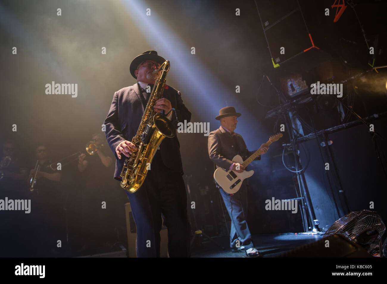 The British ska and pop band Madness performs a live concert at