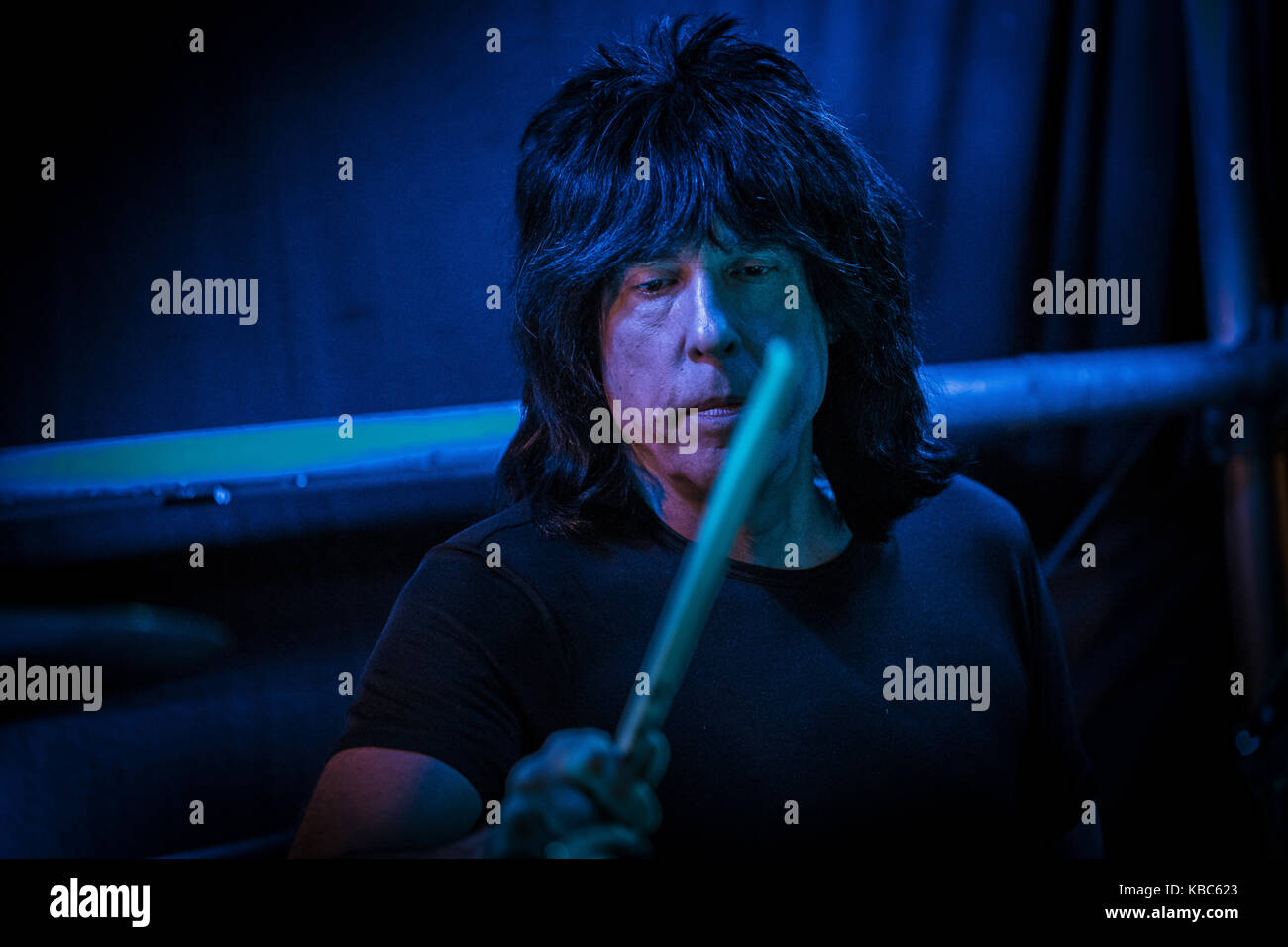 The American hard rock musician and drummer Marky Ramone performs a live concert with his band Blitzkrieg at Hulen in Bergen. Marky Ramone is best known for being the drummer of the legendary punk rock band The Ramones. Norway, 17/04 2015. Stock Photo