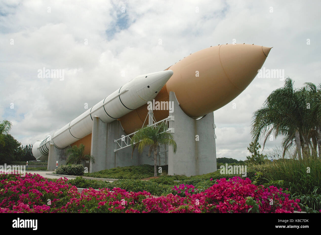 Space Shuttle booster rockets and fuel tank at Kennedy Space center