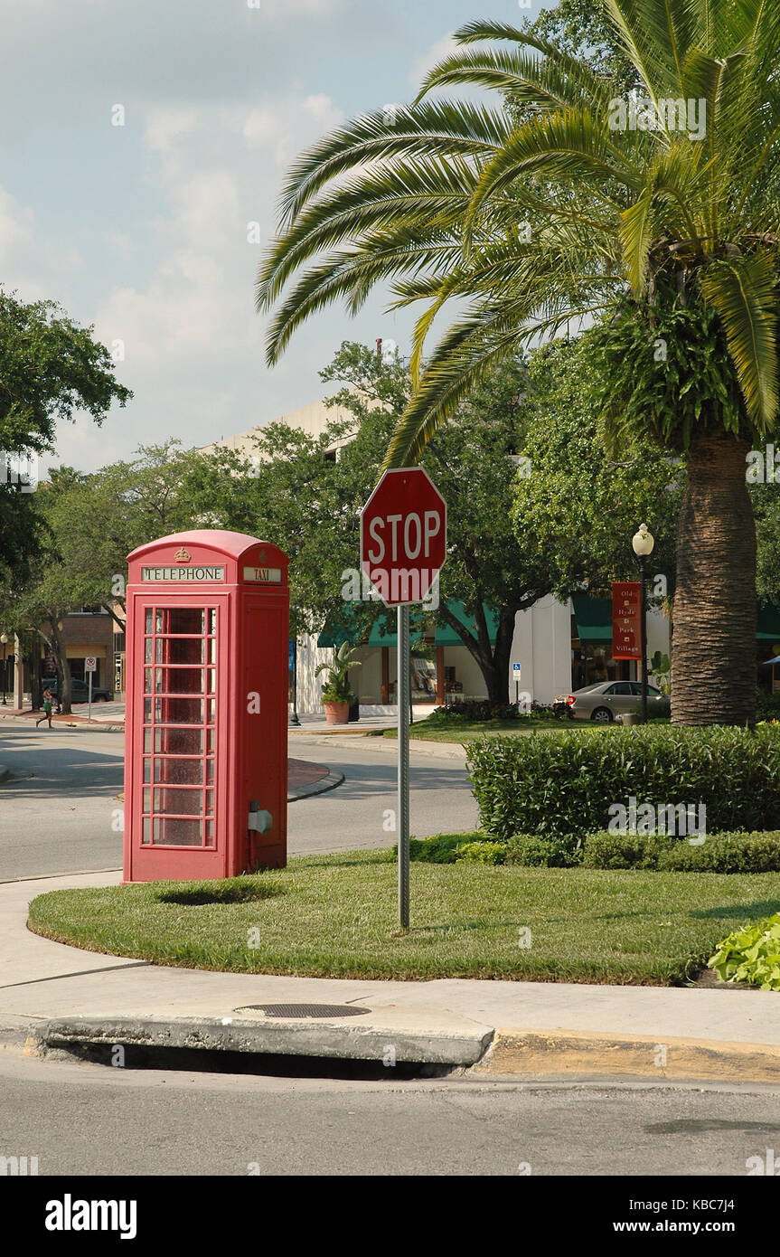 British Red Phone Box At Hyde Park Village Tampa Florida Usa