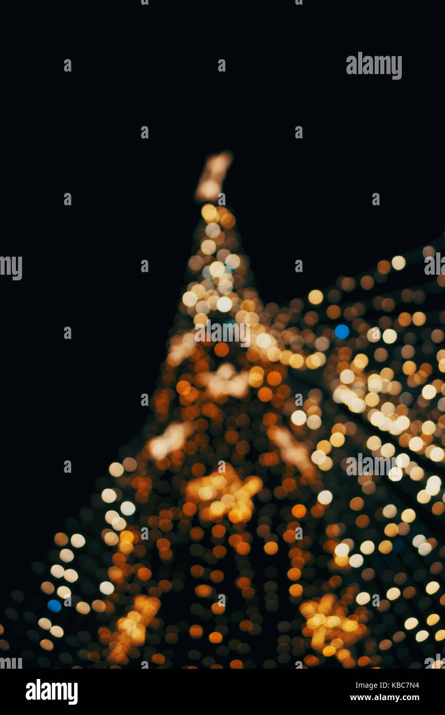 Abstract Bokeh Of Lights On Christmas Tree During Night Stock Photo - Alamy