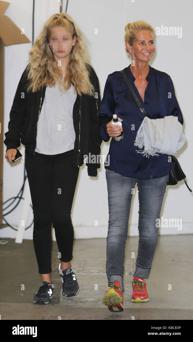 Ulrika Jonsson and her daughter outside ITV Studios ...
