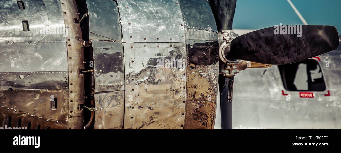 The side view of the propellor of a World War Two era bomber. Stock Photo